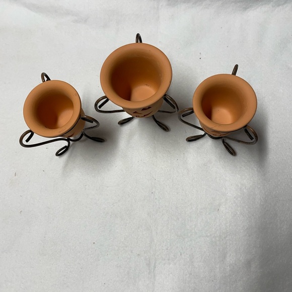 Set of Three Pumpkin Candle Holders - Picture 3 of 7